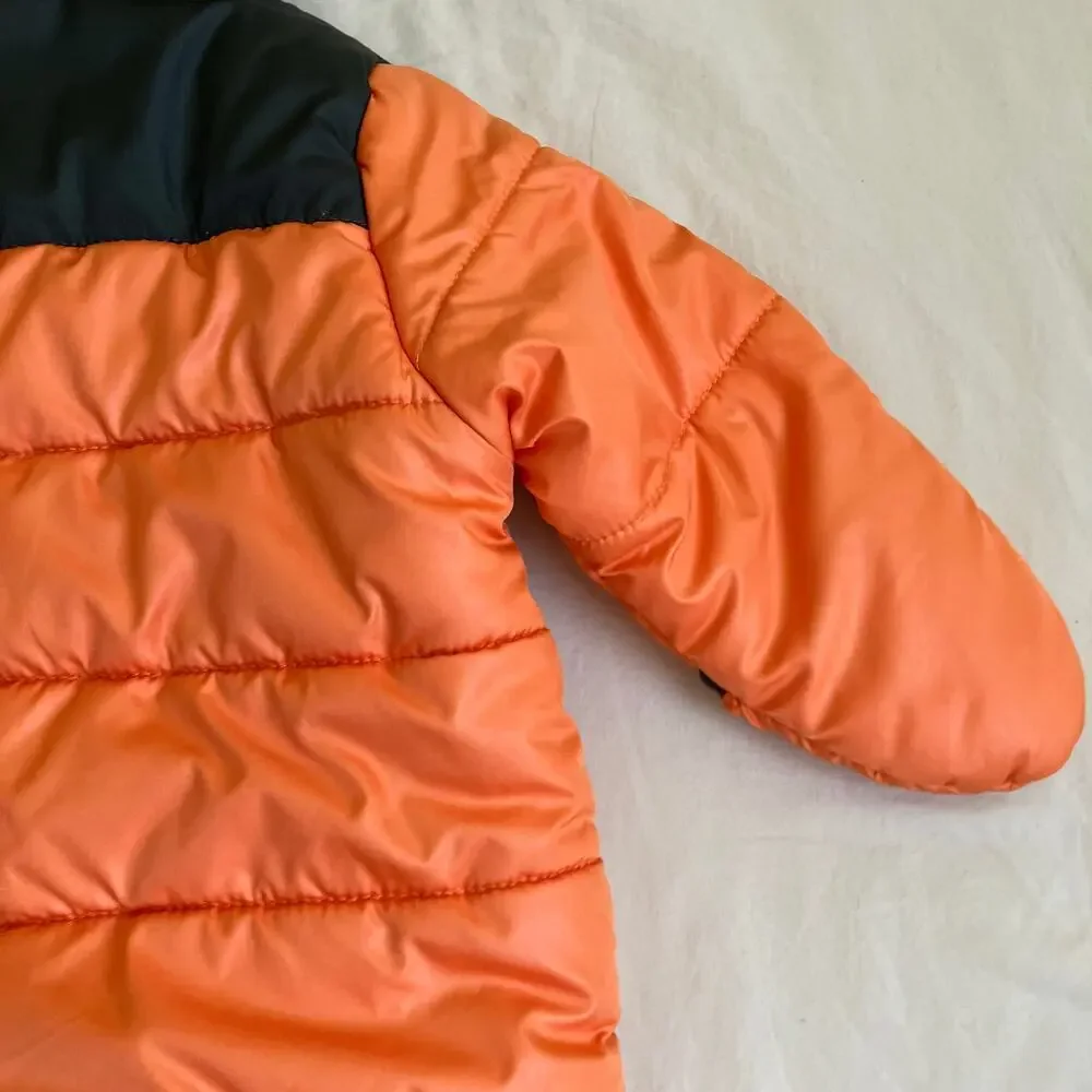 Carter’s Baby Sz 6-9mo Puffer Bunting Hooded Snowsuit Orange Brown Zip-up Warm
